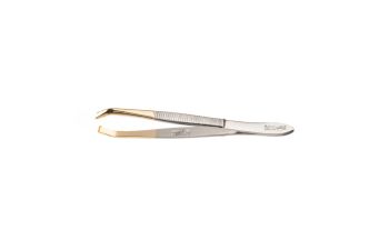 Pinza de depilar metálica punta dorada de 8 cm
