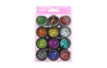 Glitter Flake Rombos NailArt 12 colores